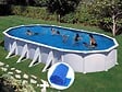 GRE - Kit piscine acier blanc Gré Atlantis ovale 8,15 x 4,90 x 1,32 m + Bâche à bulles - vignette