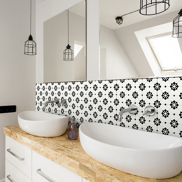 VINYL WAY - Lot 8 carreaux adhésifs Vinyl Way - Noir et Blanc - 20x20cm - large