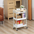 HOMCOM - Desserte de cuisine chariot de service 2 étagères tiroir plateau aspect bois clair acier PP blanc - vignette