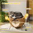 PAWHUT - Panier chat lit chat cosy grand confort dim. Ø 40 x 32H cm coussin moelleux inclus polyester beige rotin - vignette