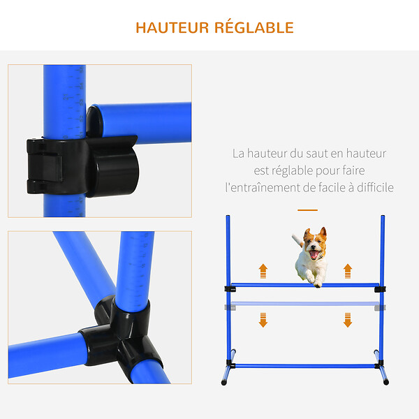 PAWHUT - Agility sport pour chiens set de 4 obstacles professionnels avec système de maintien au sol sac transport fourni bleu noir - large