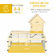 PAWHUT - Clapier enclos cage à lapin 2 niveaux dim. 151L x 106l x 97H cm - aire de jeu, rampe, portes verouillables - bois sapin - vignette