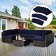 OUTSUNNY - Lot de 14 housses de rechange coussins salon de jardin - 6 housses coussin d'assise, 8 housses coussin dossier - housses zippées polyester déperlant bleu - vignette