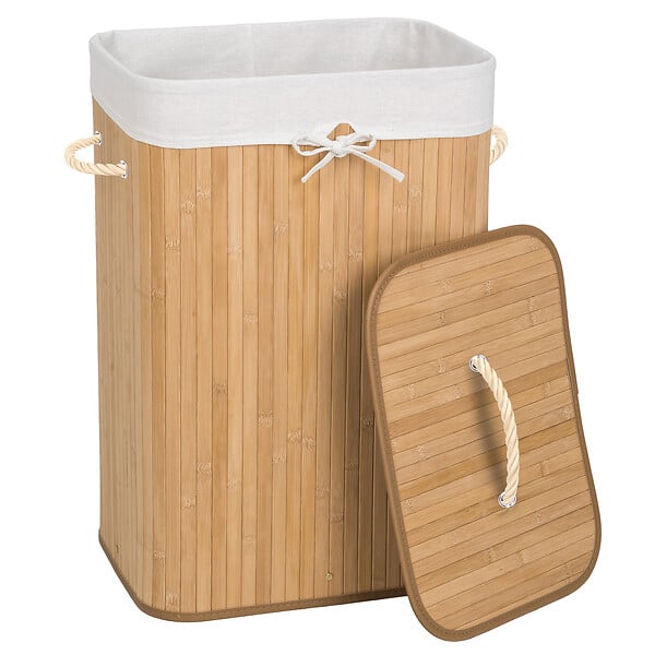 TECTAKE - Panier à linge bambou rectangulaire beige - large