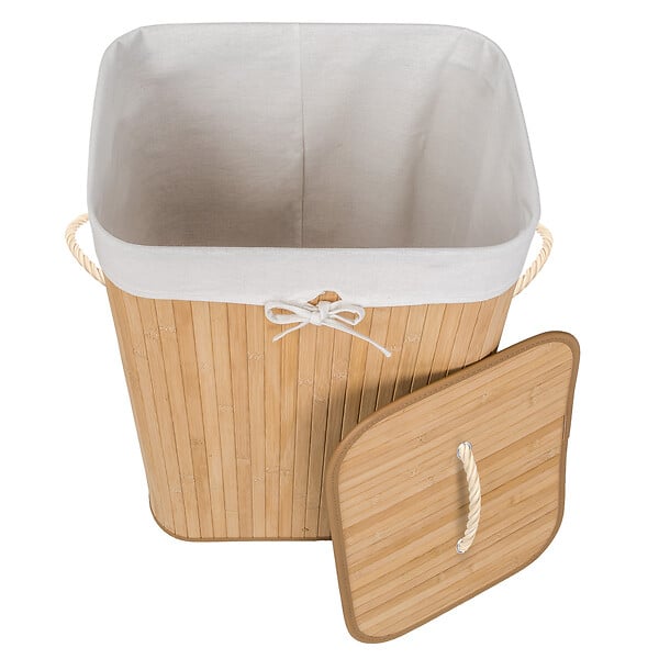 TECTAKE - Panier à linge bambou rectangulaire beige - large