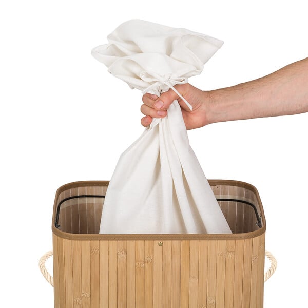 TECTAKE - Panier à linge bambou rectangulaire beige - large