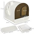 PAWHUT - Maison de toilette bac à litière pour chat avec porte battante, pelle et filtre inclus dim. 43L x 44l x 47H cm PP blanc marron fumé - vignette