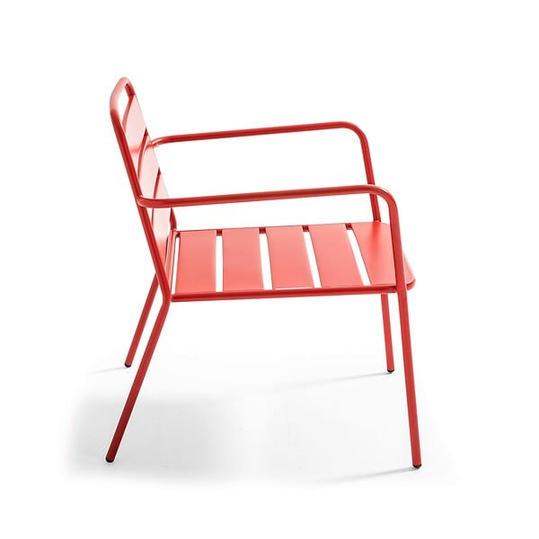 OVIALA - Fauteuil de jardin bas en métal rouge - Palavas - large