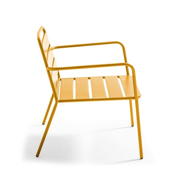 OVIALA - Fauteuil de jardin bas en métal jaune - Palavas - large