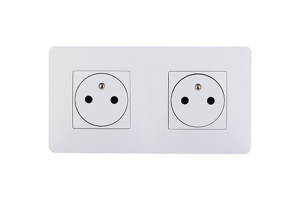 MC KENZIE - Double prise affleurante avec terre 16A complet blanc Simply - large