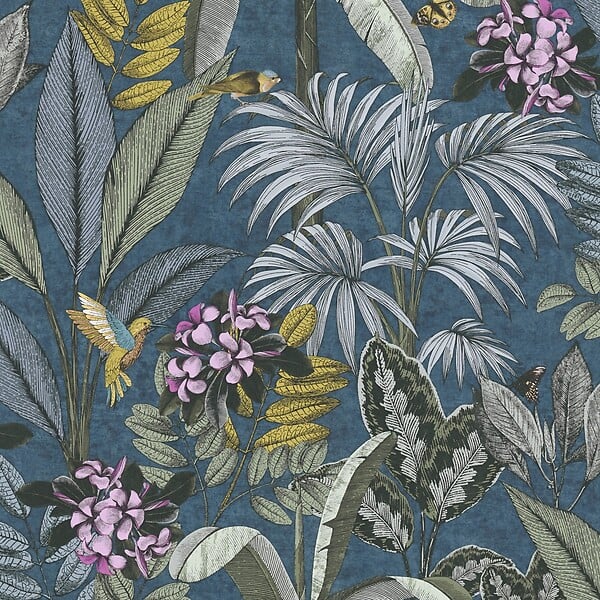 LUTECE - Oiseaux feuillage exo bl paon - large
