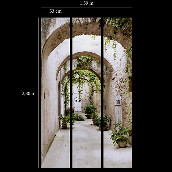 LUTECE - Décor panoramique vinyle intissé Ruelle - 3 lés - 1,59x2,80m - large