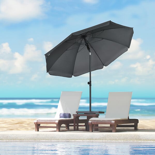 OUTSUNNY - Parasol inclinable octogonal  Ø 1,8 x 2,09H m acier époxy polyester 160 g/m² anti-UV50+ gris - large