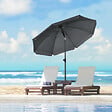OUTSUNNY - Parasol inclinable octogonal  Ø 1,8 x 2,09H m acier époxy polyester 160 g/m² anti-UV50+ gris - vignette