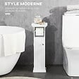 KLEANKIN - Meuble WC armoire toilette - porte, support papier - dim. 21L x 17l x 66H cm - blanc - vignette