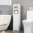KLEANKIN - Meuble WC armoire toilette - porte, 2 étagères, niche, support papier - dim. 23L x 18l x 100H cm - blanc - vignette