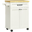HOMCOM - Desserte de cuisine - placard porte avec étagère réglable, tiroir, porte-torchon - blanc bois d'hévéa - vignette