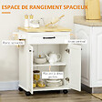 HOMCOM - Desserte de cuisine - placard porte avec étagère réglable, tiroir, porte-torchon - blanc bois d'hévéa - vignette