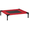 PAWHUT - Lit surélevé pour chien chat dim. 76L x 61l x 18H cm avec sac métal époxy tissu oxford textilène micro-perforé rouge noir - vignette