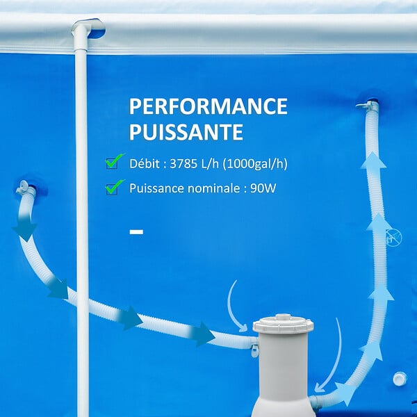 OUTSUNNY - Pompe de filtration épurateur à cartouche pour piscine hors sol 3785 L/h 90 W blanc - large
