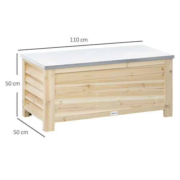 OUTSUNNY - Banc coffre de jardin 2 en 1 - dim. 110L x 50l x 50H cm - charge max. 120 Kg - bois sapin pré-huilé acier galvanisé - large