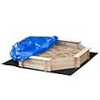 OUTSUNNY - Bac à sable bois octogonal dim. 139,5L x 139,5l x 21,5H cm - 4 bancs - bâche de couverture, non tissé de sol inclus - bois sapin - vignette