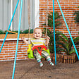 OUTSUNNY - Balançoire siège 3 en 1 évolutif réglable enfant - dossier, barre en T amovibles, ceinture - vignette