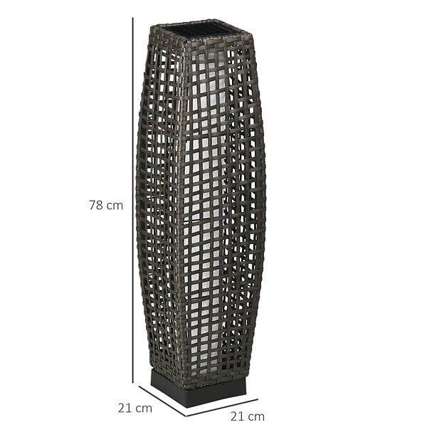 OUTSUNNY - Lampadaire LED solaire de jardin style colonial dim. 21L x 21l x 78H cm résine tressée filaire grise - large