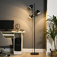HOMCOM - Lampadaire design industriel 3 ampoules max. 40 W abats-jours orientables acier noir - vignette