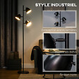 HOMCOM - Lampadaire design industriel 3 ampoules max. 40 W abats-jours orientables acier noir - vignette
