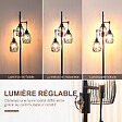 HOMCOM - Lampadaire design industriel 3 têtes 40 W max. luminosité réglable métal filaire acier noir - vignette