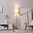 HOMCOM - Lampadaire design néo-rétro 40 W max. piètement mât acier doré abat-jour lin crème - vignette