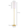 HOMCOM - Lampadaire design néo-rétro 40 W max. piètement mât acier doré abat-jour lin crème - vignette