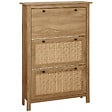 HOMCOM - Meuble à chaussures 3 portes abattants dim. 80L x 23,5L x 121,5H cm aspect bois effet cannage rotin - vignette