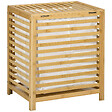HOMCOM - Panier à linge - sac en tissu amovible, couvercle - dim. 50L x 36l x 60H - bois bambou verni - vignette