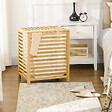 HOMCOM - Panier à linge - sac en tissu amovible, couvercle - dim. 50L x 36l x 60H - bois bambou verni - vignette
