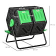 OUTSUNNY - Composteur de jardin - bac à  compost pour déchets - rotatif 360Â° - double chambre 130 L - acier PP vert noir - vignette