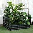 OUTSUNNY - Jardinière carré potager 2 étages dim. 120L x 101l x 58H cm tôle d'acier ondulée gris foncé - vignette