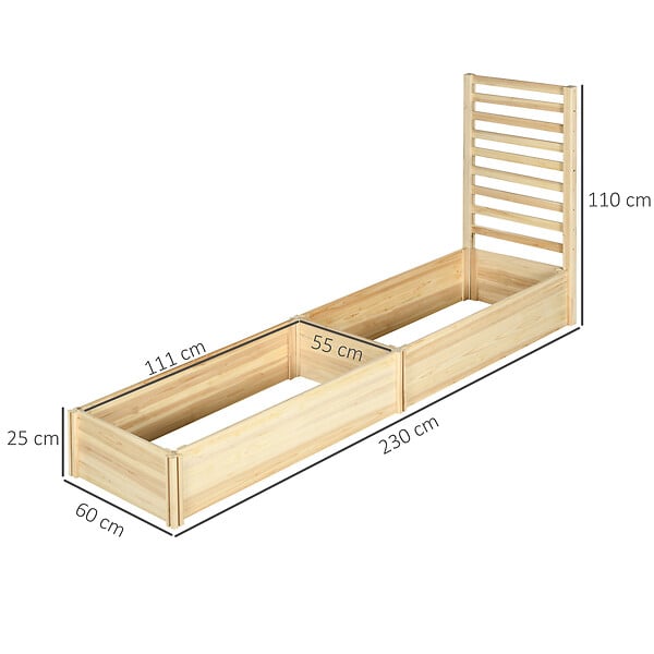 OUTSUNNY - Lot de 2 jardinières avec treillis - ensemble de 2 carrés potagers - bois de sapin pré-huilé - large