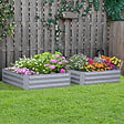 OUTSUNNY - Lot de 2 carrés potager de jardin dim. 100L x 100l x 30H cm tôle d'acier ondulée gris - vignette
