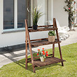 OUTSUNNY - Étagère à plantes forme pyramidale échelle pliante avec 3 étagères - dim. 80L x 37l x 93H cm - bois sapin traité carbonisation - vignette