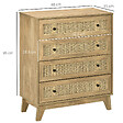 HOMCOM - Commode 4 tiroirs style bohème chic cannage en rotin aspect bois de manguier - vignette