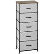 HOMCOM - Chiffonnier meuble de rangement 5 tiroirs - dim. 45L x 30l x 116H cm - structure acier noir tissu pliant gris - vignette