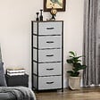 HOMCOM - Chiffonnier meuble de rangement 5 tiroirs - dim. 45L x 30l x 116H cm - structure acier noir tissu pliant gris - vignette