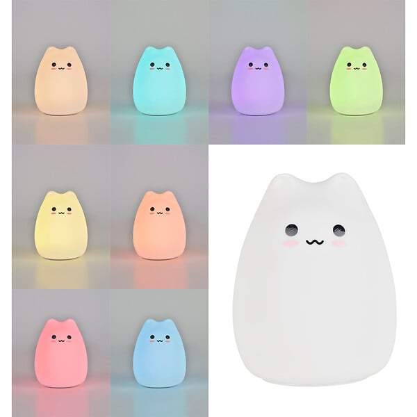 COREP - Objet lumineux silicone chat Blanc 4W - large
