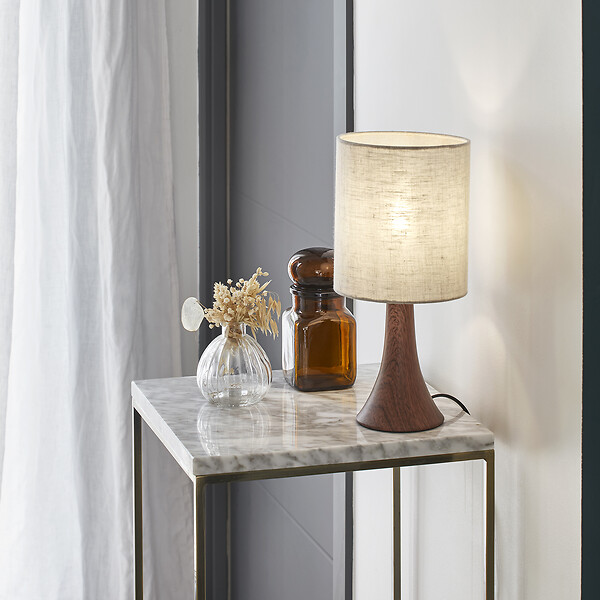 COREP - Lampe à poser métal - Touch - Arto - Bois foncé - H32cm - large