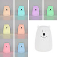 COREP - Veilleuse ours silicone LED RGB rechargeable - Blanc - 1W - vignette