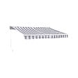 HAPPY GARDEN - Store banne SAULE 2,95 × 2,5m avec semi-coffre - Toile rayée blanche/grise et structure blanche - vignette