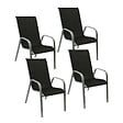 HAPPY GARDEN - Lot de 4 chaises MARBELLA en textilène noir - aluminium gris - vignette