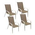 HAPPY GARDEN - Lot de 4 chaises MARBELLA en textilène taupe - aluminium blanc - vignette